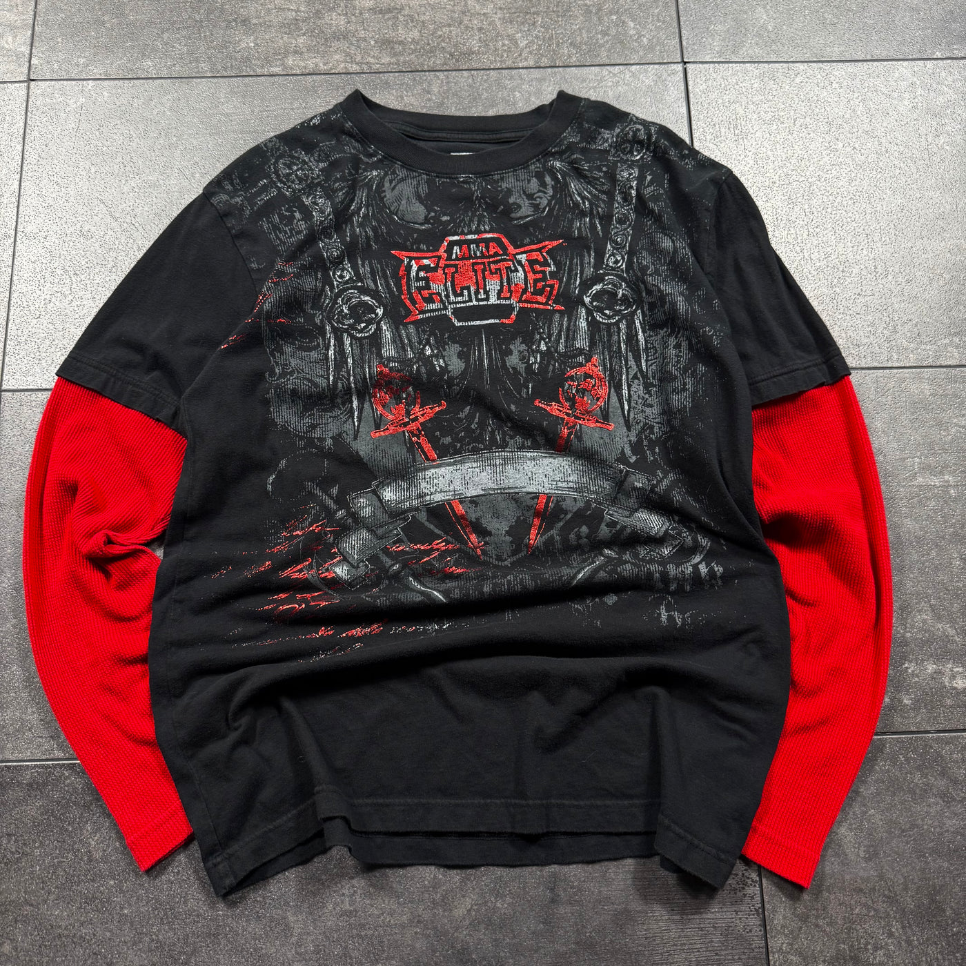 (rare) 2000s MMA Elite Layered Shirt (L)