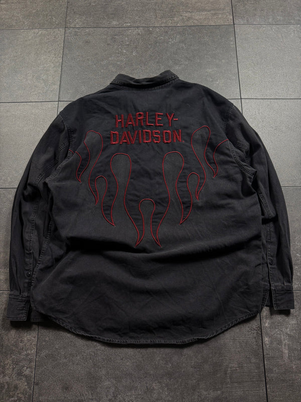 (rare) 2000s harley davidson button-up shirt (XL)