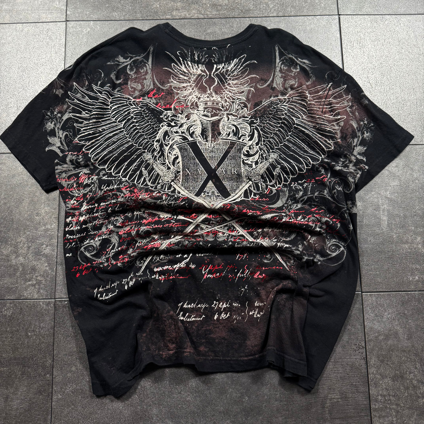 (rare) 2000s Black Rhinestone Shirt (XL)