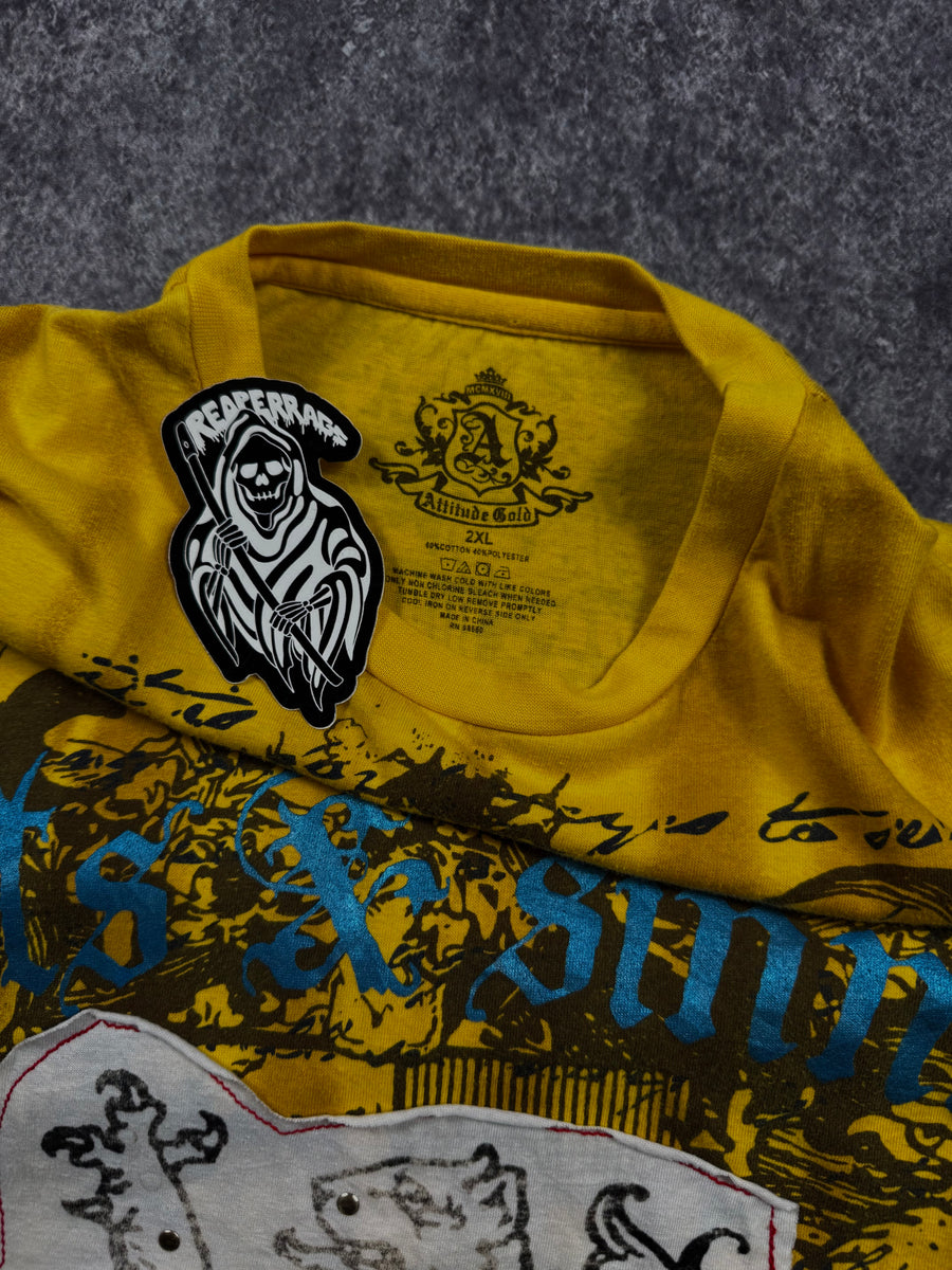 (rare) 2000s attitude gold shirt (XL)
