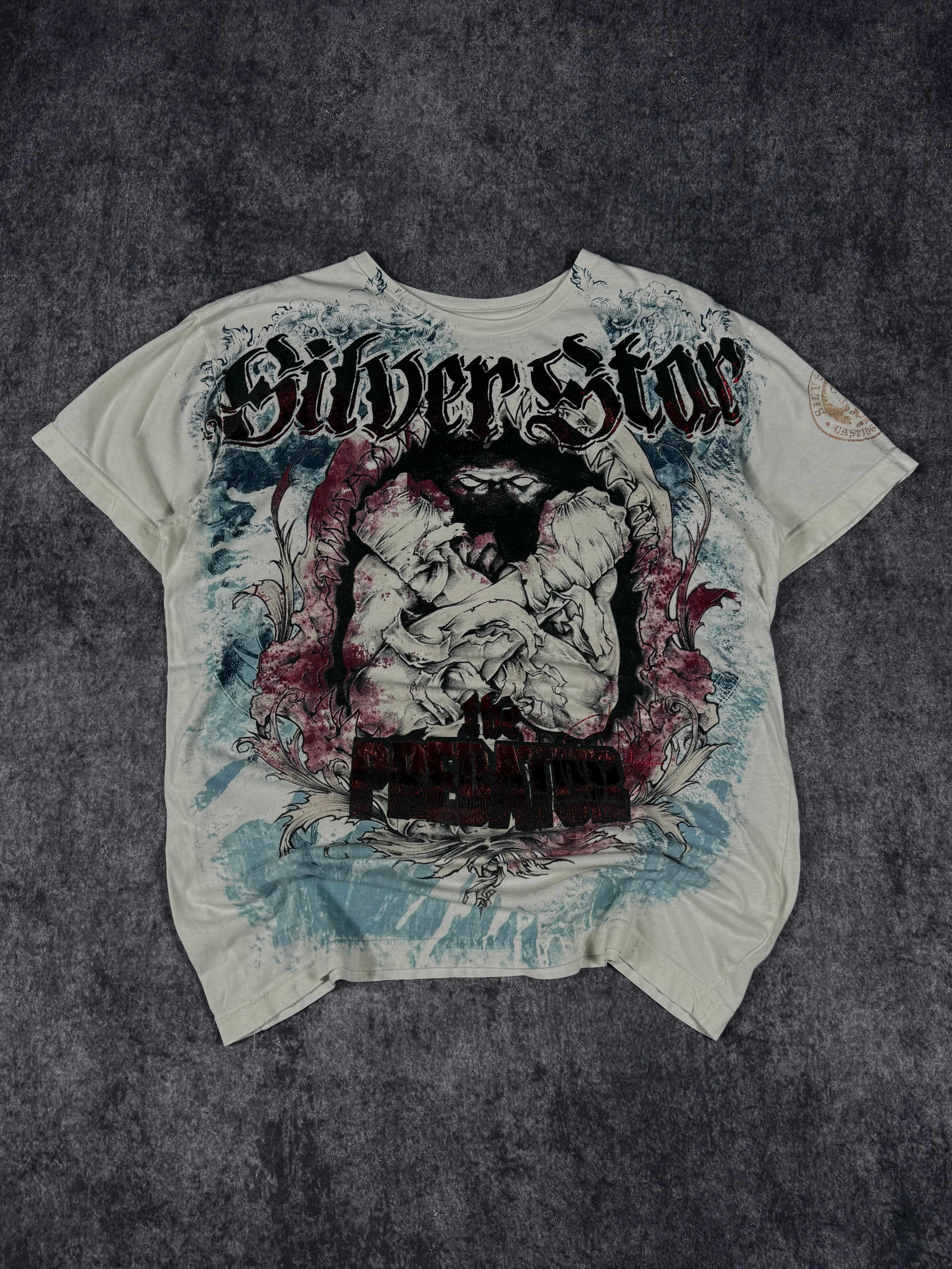 (rare) 2000s silver star x predator chrome shirt (M)