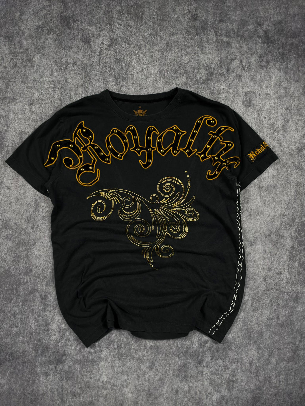 (RARE) 2000S REBEL SPIRIT RHINESTONE SHIRT (M)