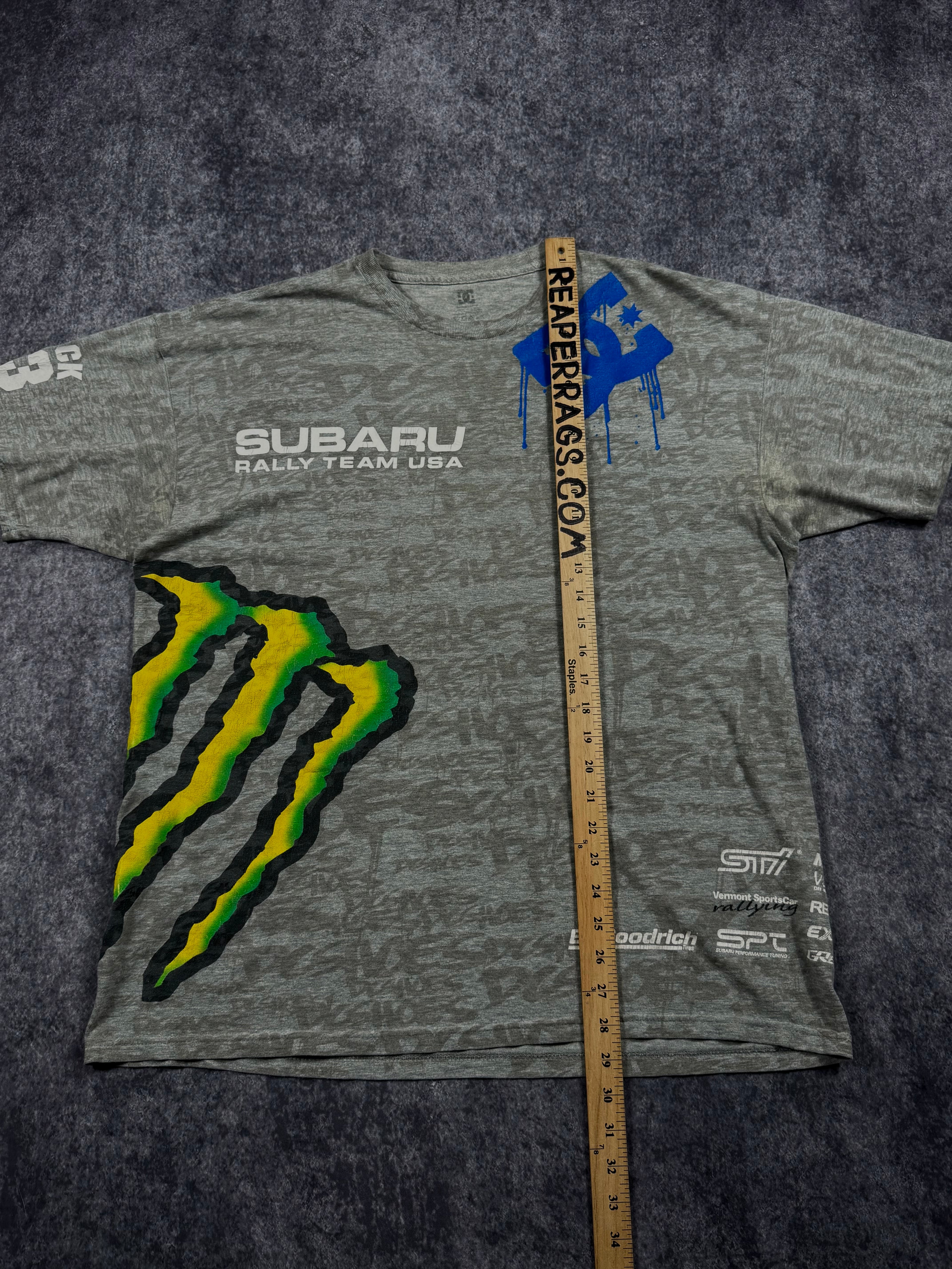 (rare) 2009s dc shoes x monster energy x ken block x subaru shirt (XL)