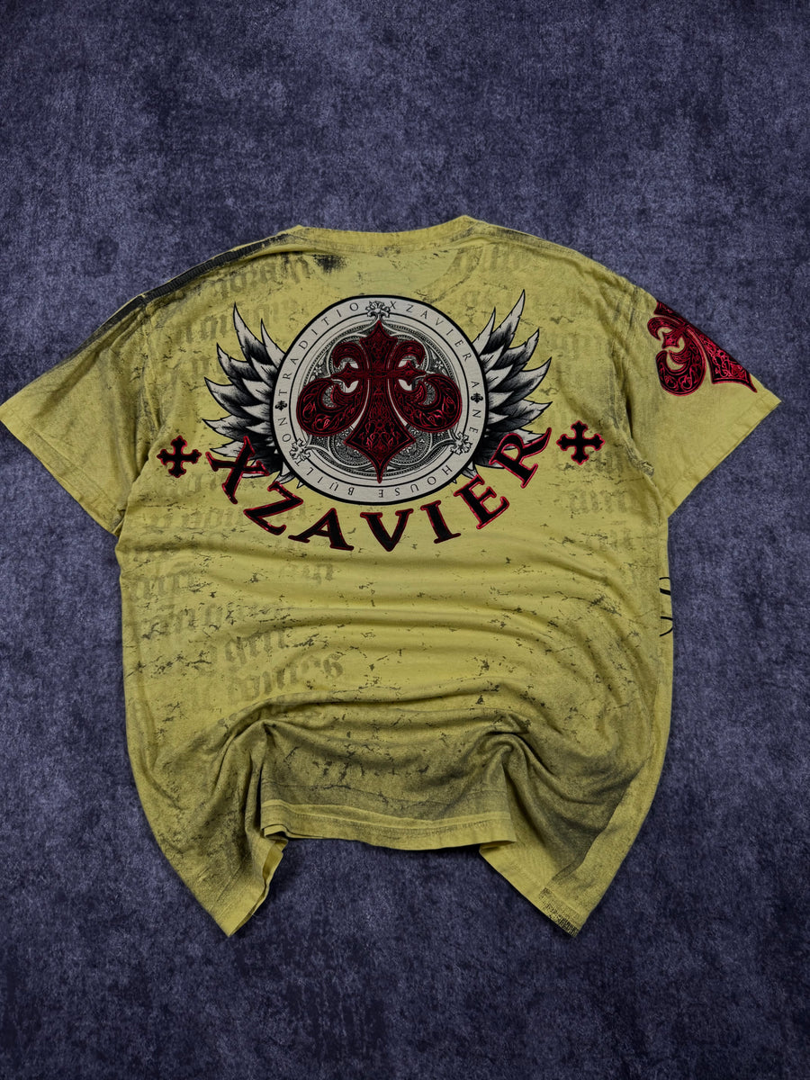 (rare) 2000s xzavier x buckle chrome shirt (L)