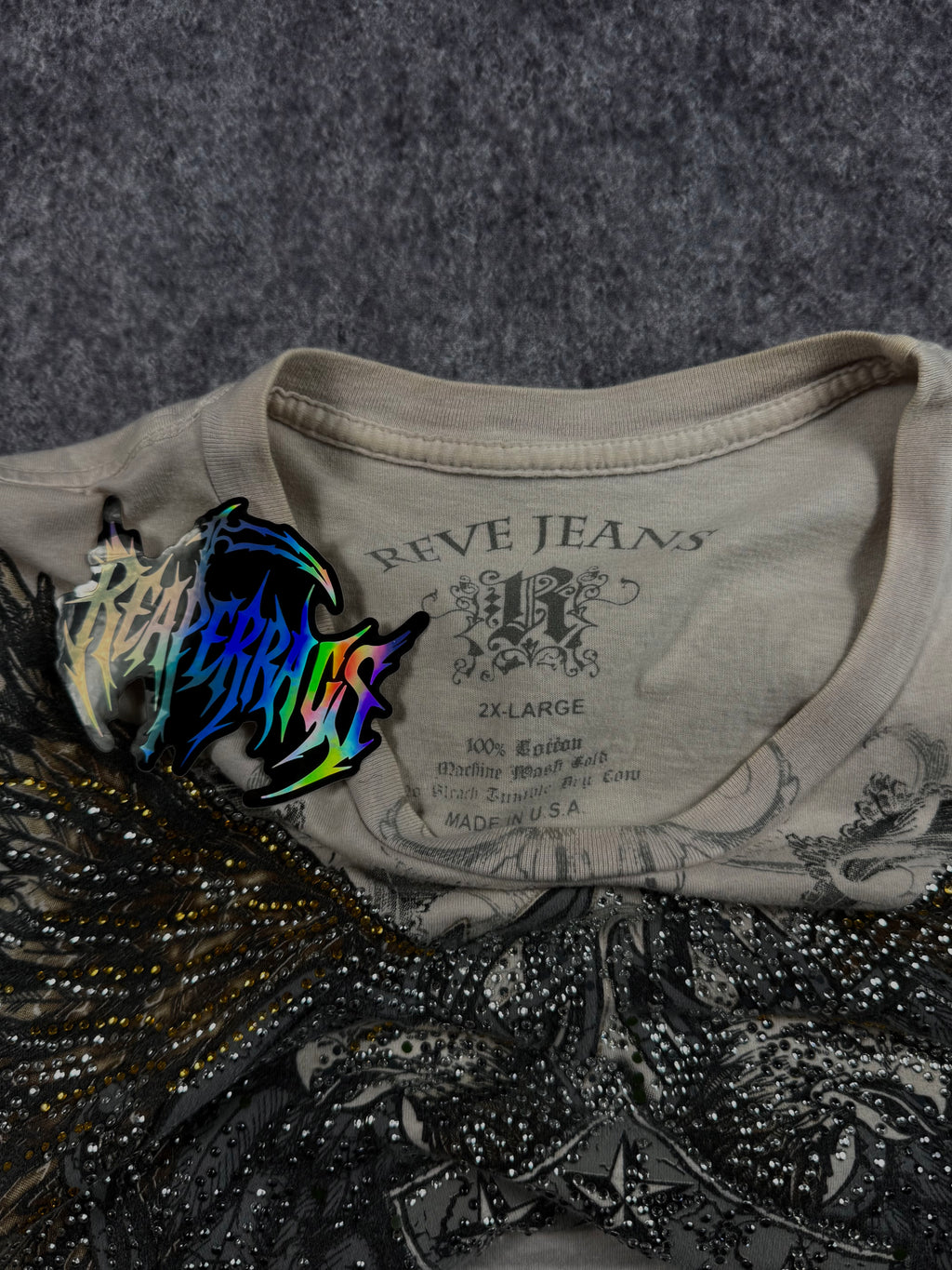 (rare) 2000s revive jeans rhinestone shirt (L)
