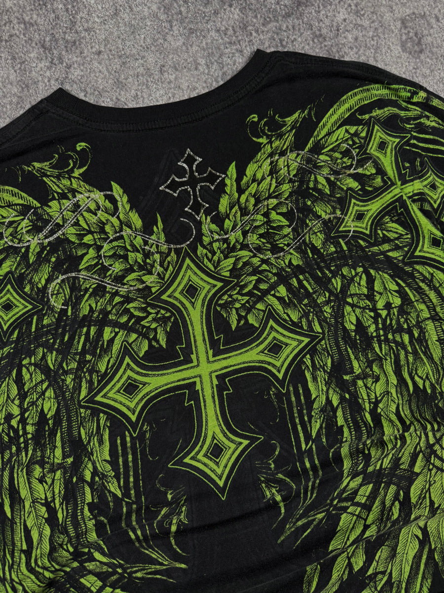 (rare) 2000s xtreme couture chrome shirt (L)