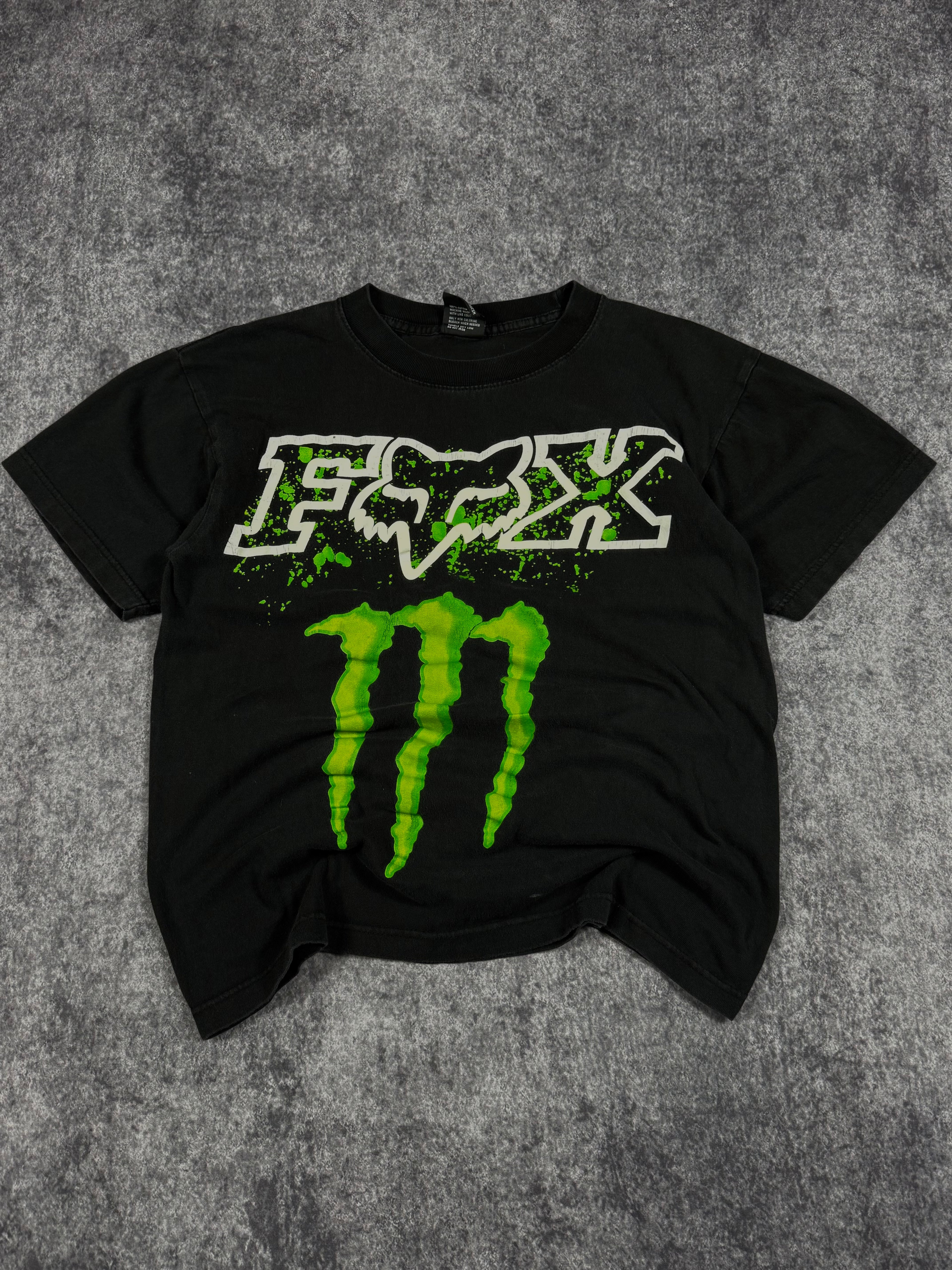 (rare) 2000s monster energy x fox racing shirt (S)