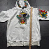 Deadstock 2000s Rhinestone Skull Hoodie (M)