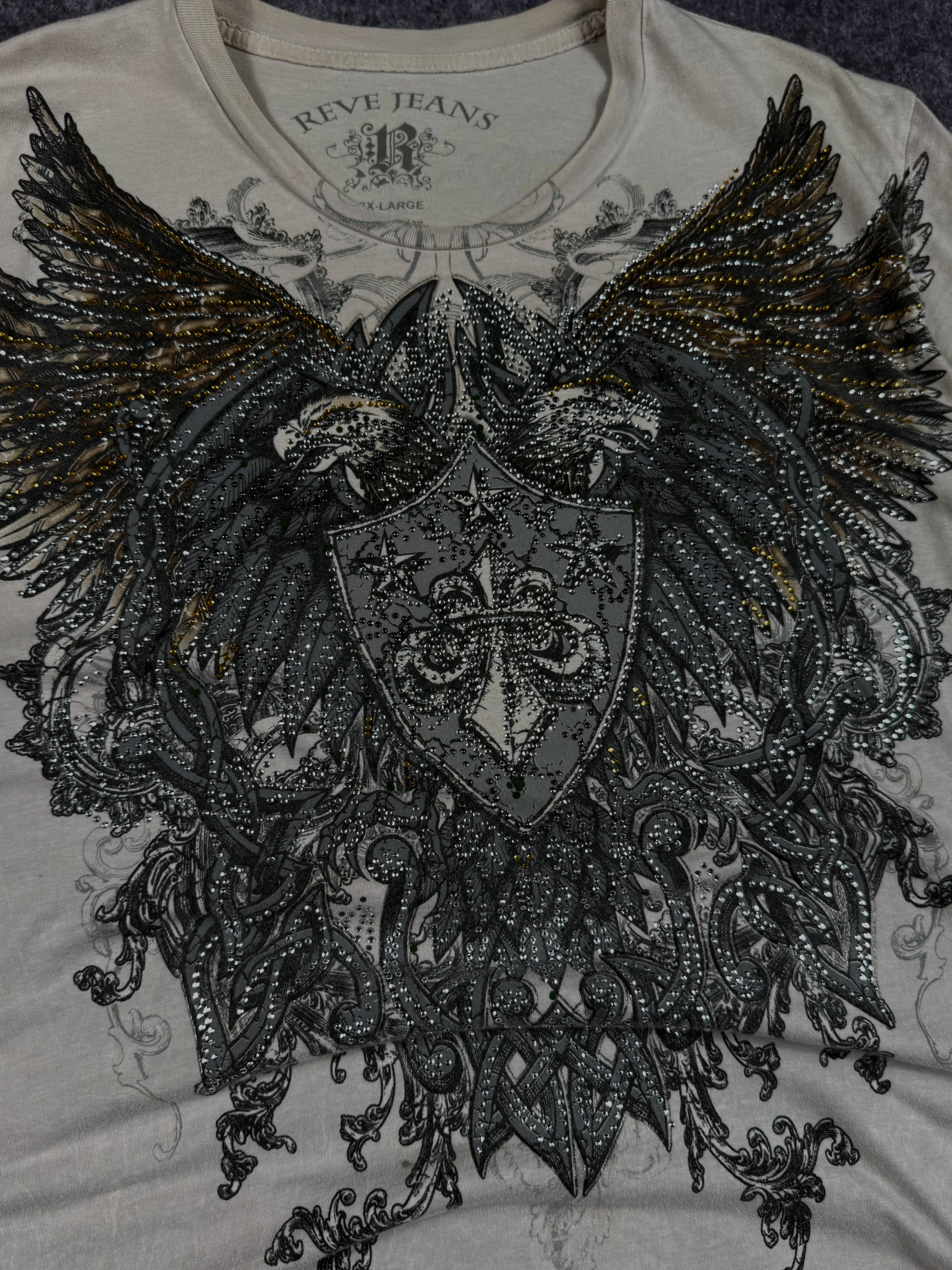 (rare) 2000s revive jeans rhinestone shirt (L)