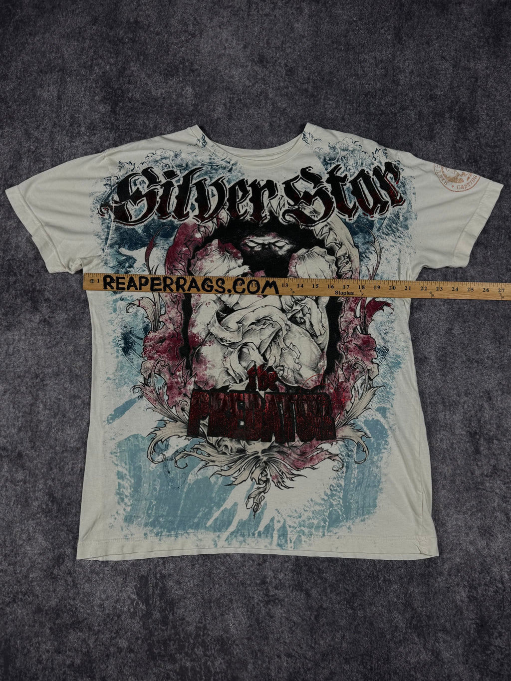 (rare) 2000s silver star x predator chrome shirt (M)