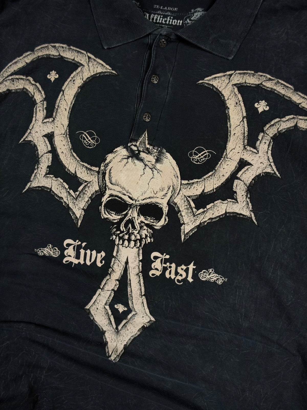 (GRAIL) 2000s CHROME AFFLICTION POLO (XXL)