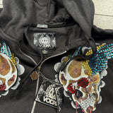 Deadstock 2000s Rhinestone Skull Hoodie (XL)