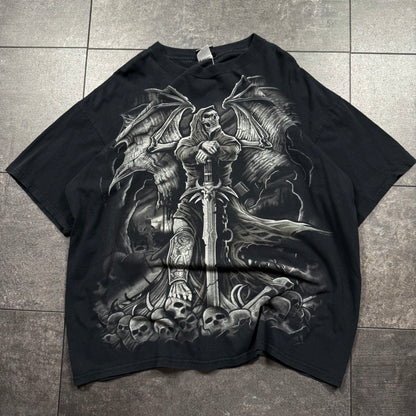 Y2K Grim Reaper Grunge Liquid Blue Tshirt (XL)