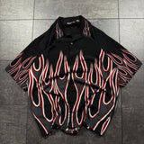 Y2K Sapphire Lounge Flame Button-Up Shirt (XL)