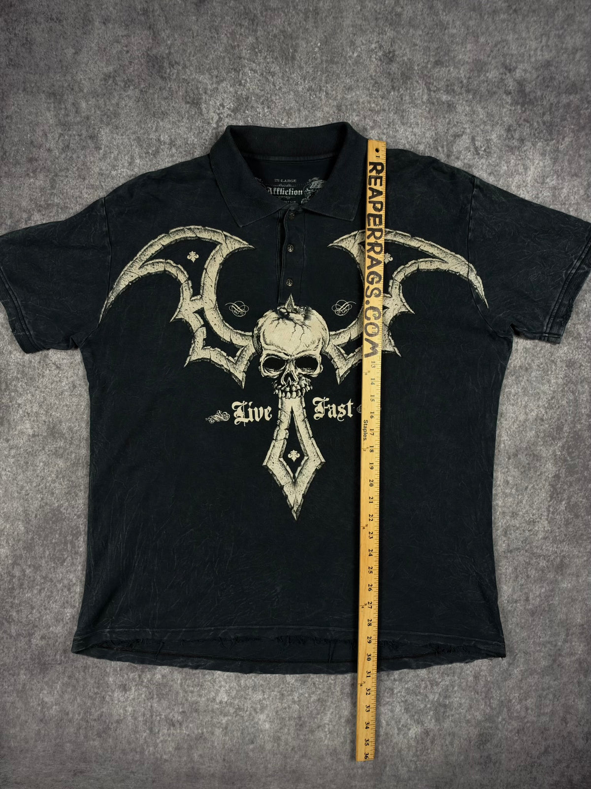 (GRAIL) 2000s CHROME AFFLICTION POLO (XXL)