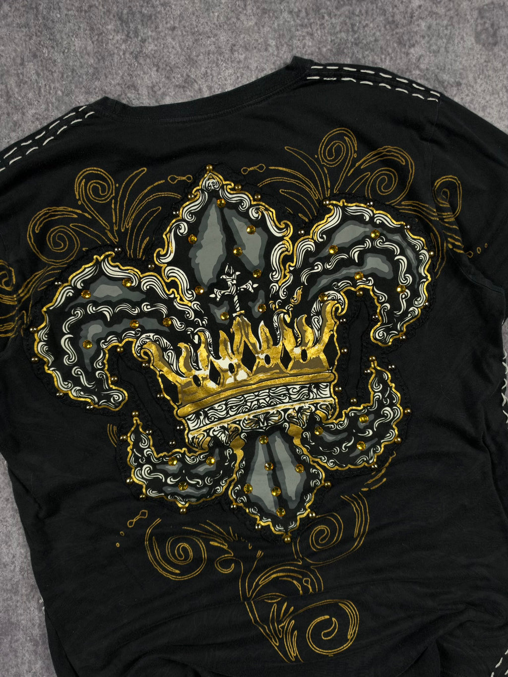 (RARE) 2000S REBEL SPIRIT RHINESTONE SHIRT (M)