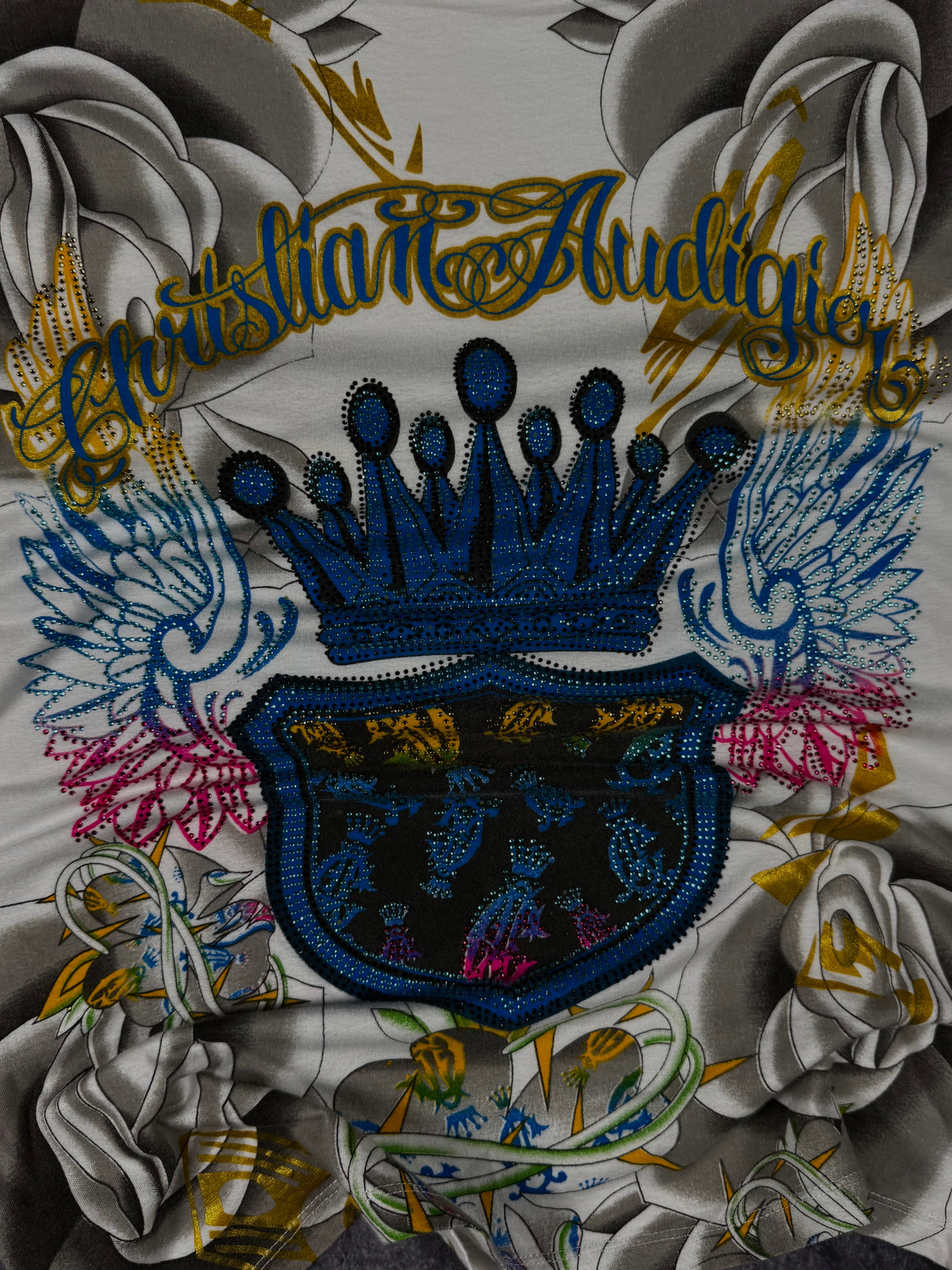 (rare) 2000s christian audigier rhinestone shirt (S)