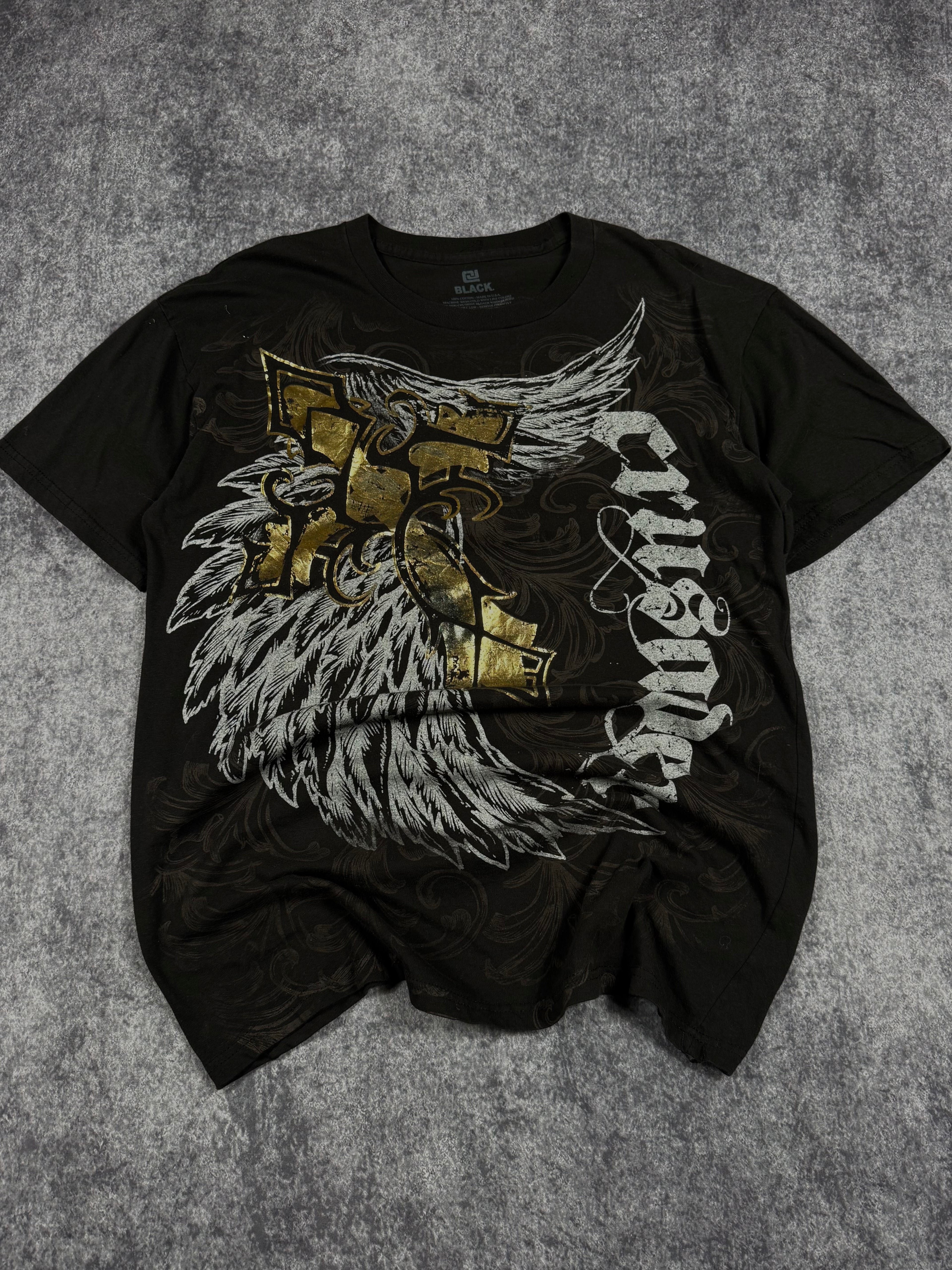 (rare) 2000s black chrome shirt (L)