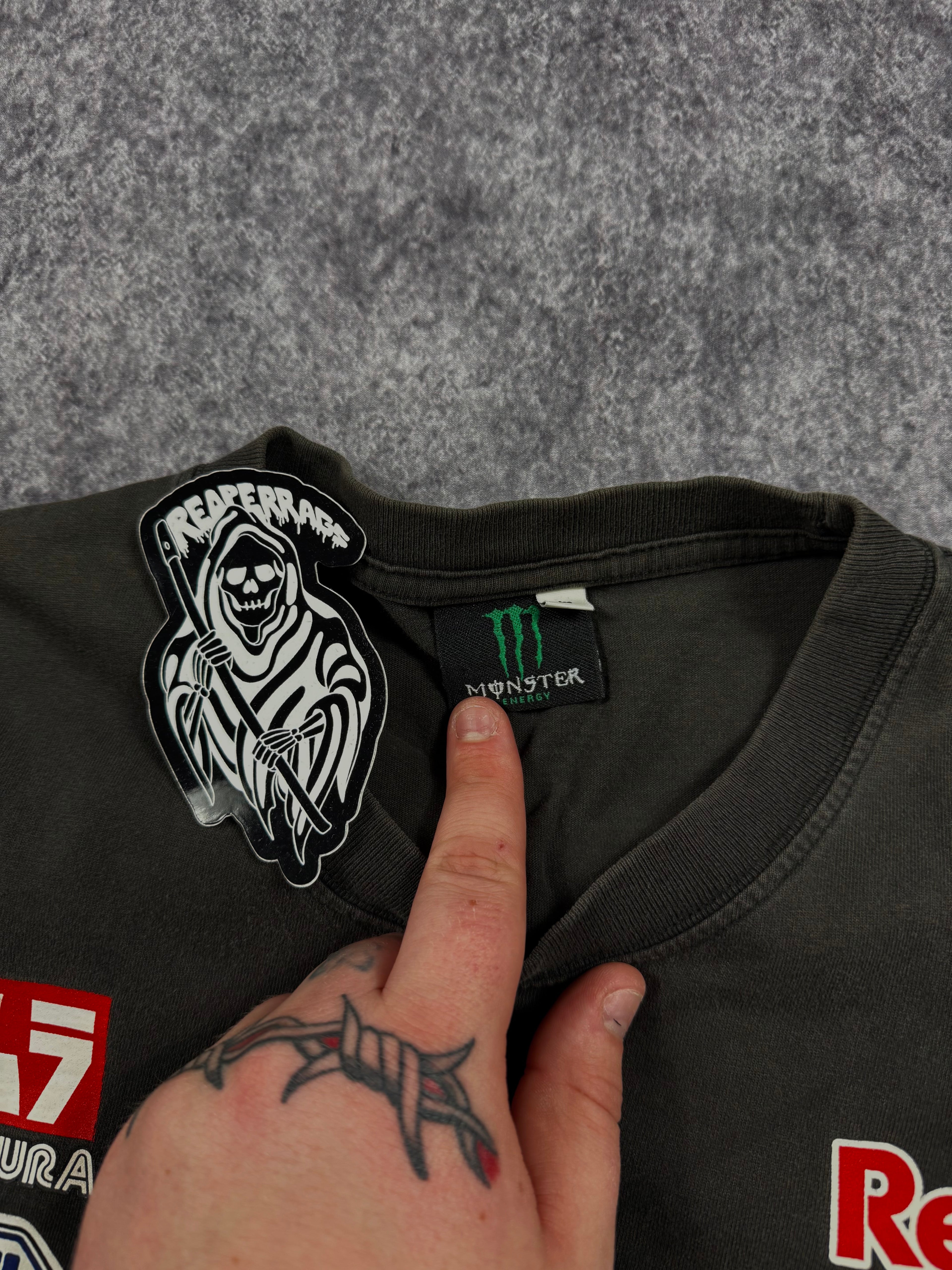 (rare) 2000s ken block x monster energy shirt (M)