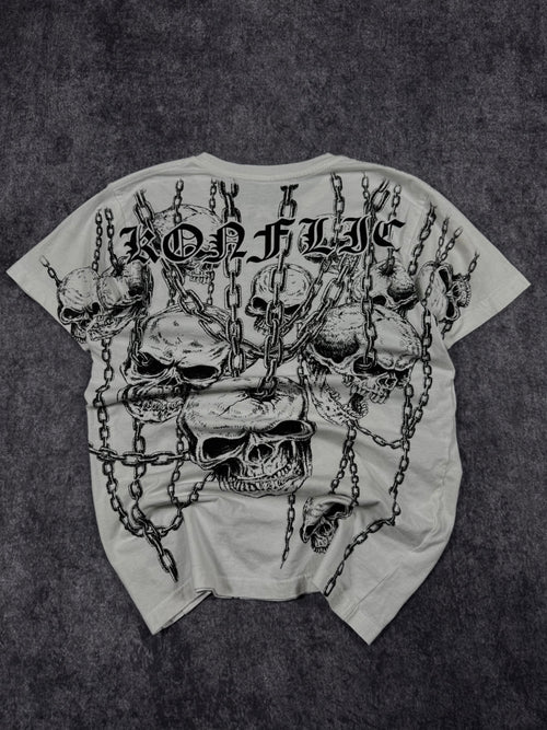 (rare) 2000s Konflic chrome shirt (S)