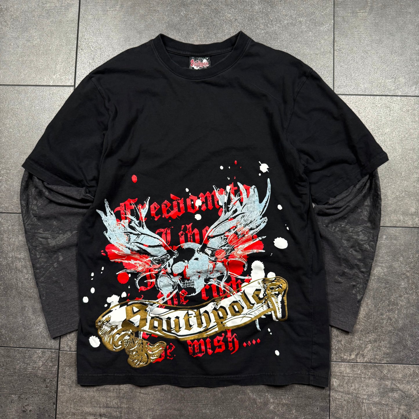 Y2K Southpole Grunge Layered Long Sleeve Shirt (M)