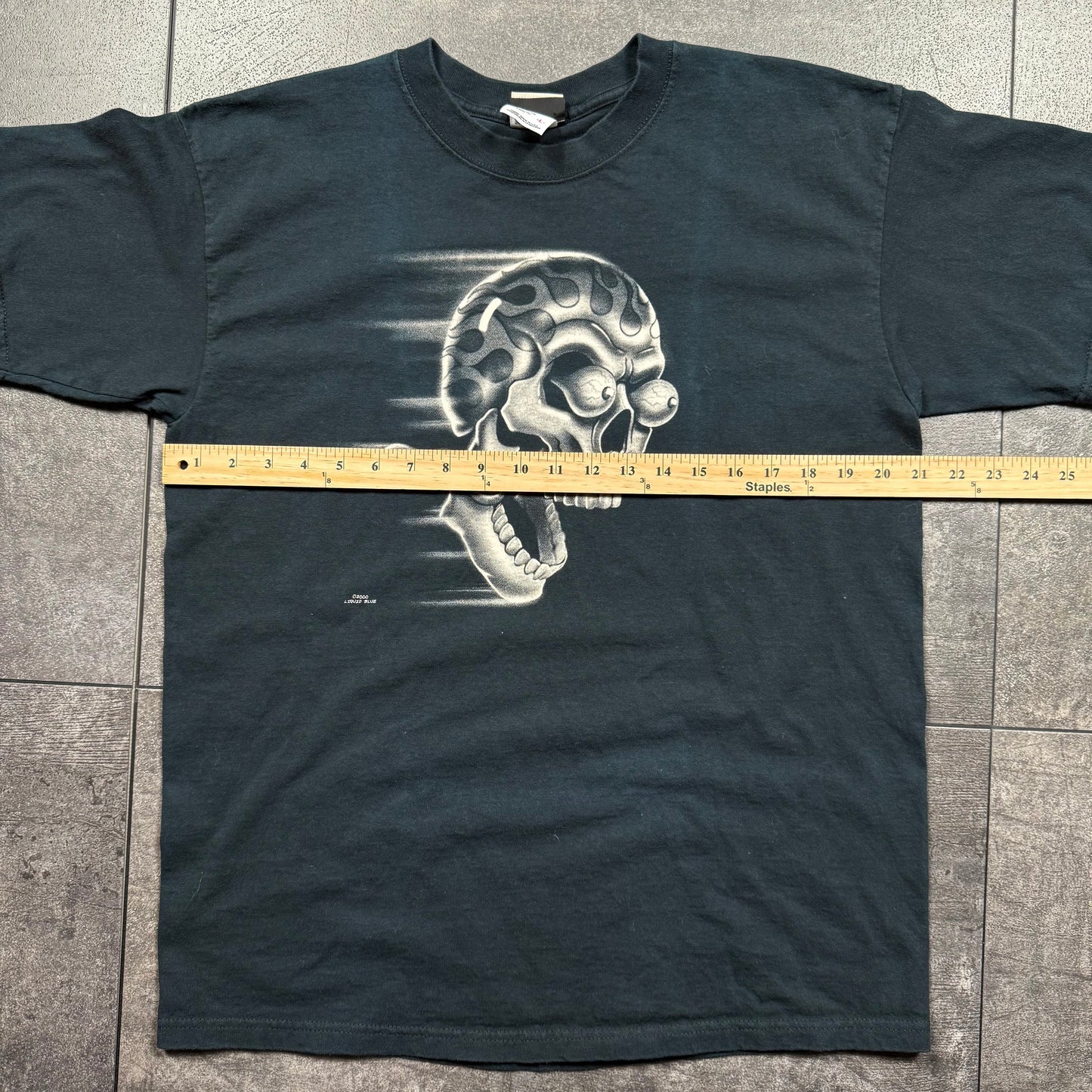 Y2K Liquid Blue Skull Tshirt (M)