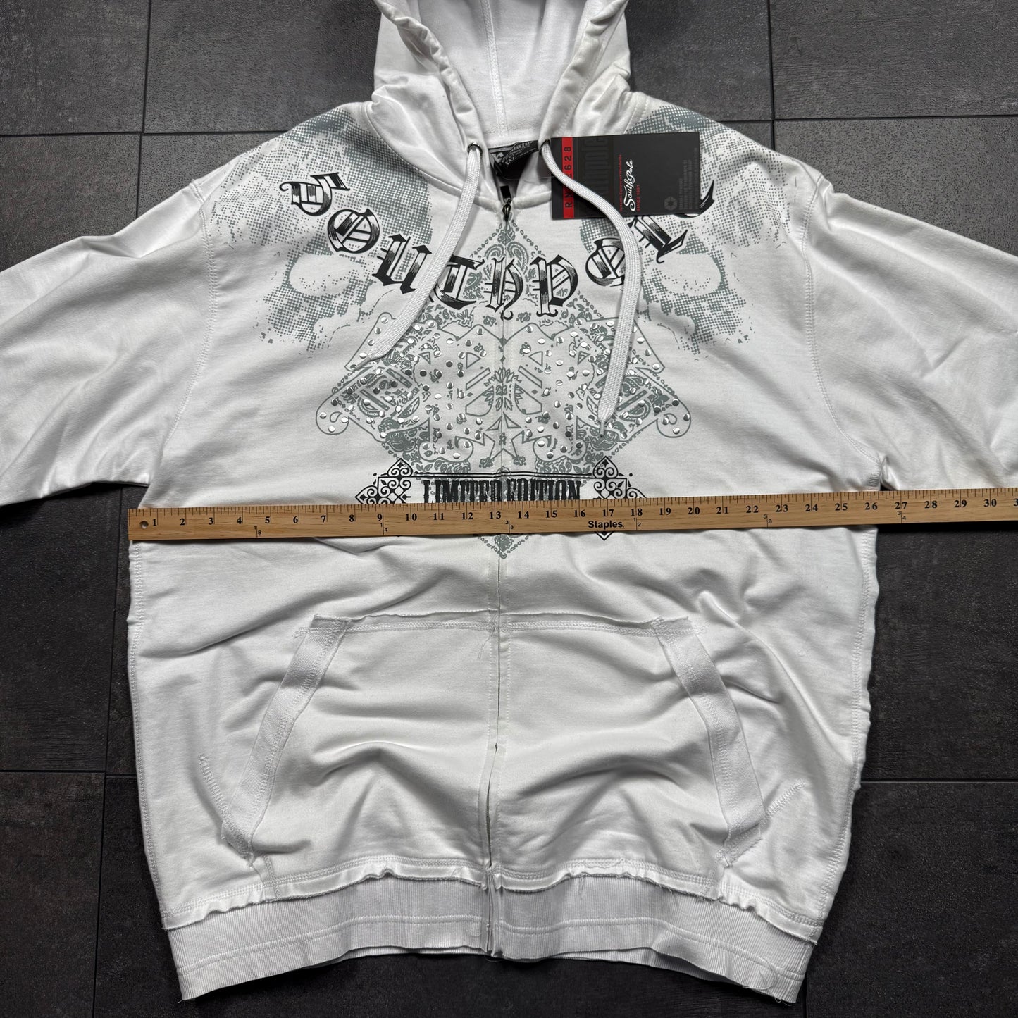 Y2K Southpole Rhinestone Jesse Pinkman Style Zip-Up Hoodie (XL)