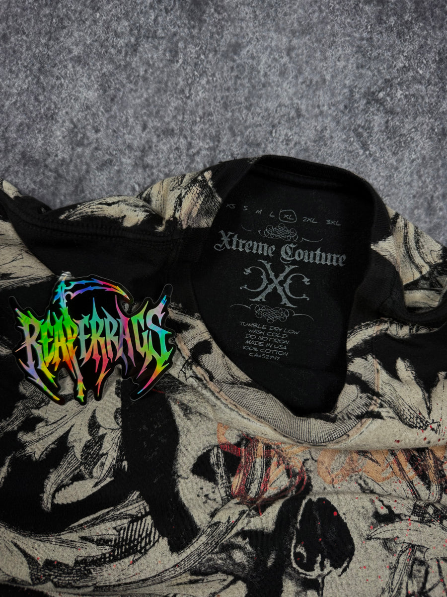 (rare) 2000s xtreme couture chrome shirt (XL)