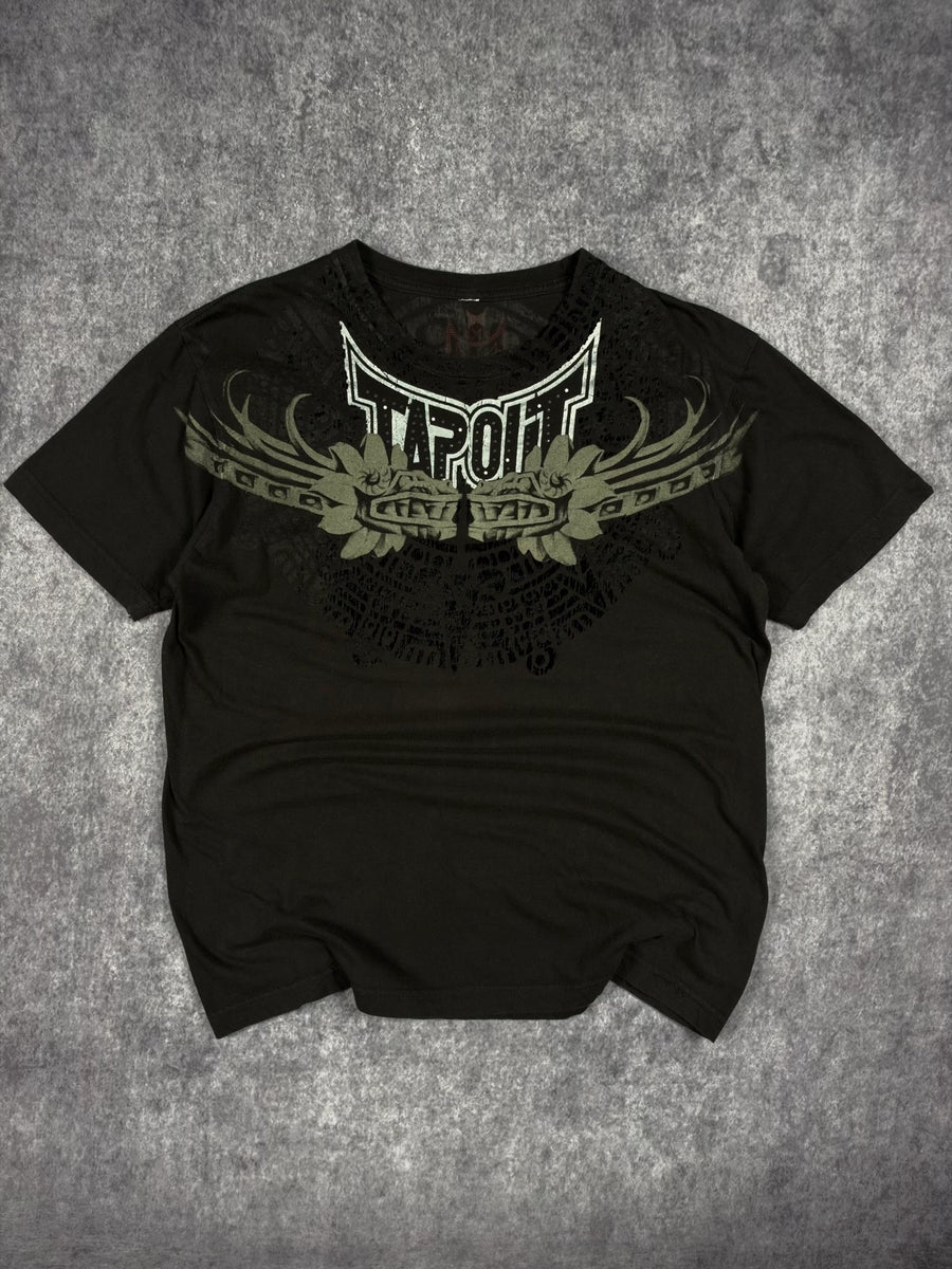 (RARE) 2000s TAPOUT x BLACK SHIRT (M)