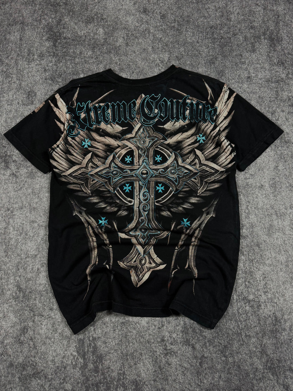 (rare) 2000s xtreme couture chrome shirt (S)