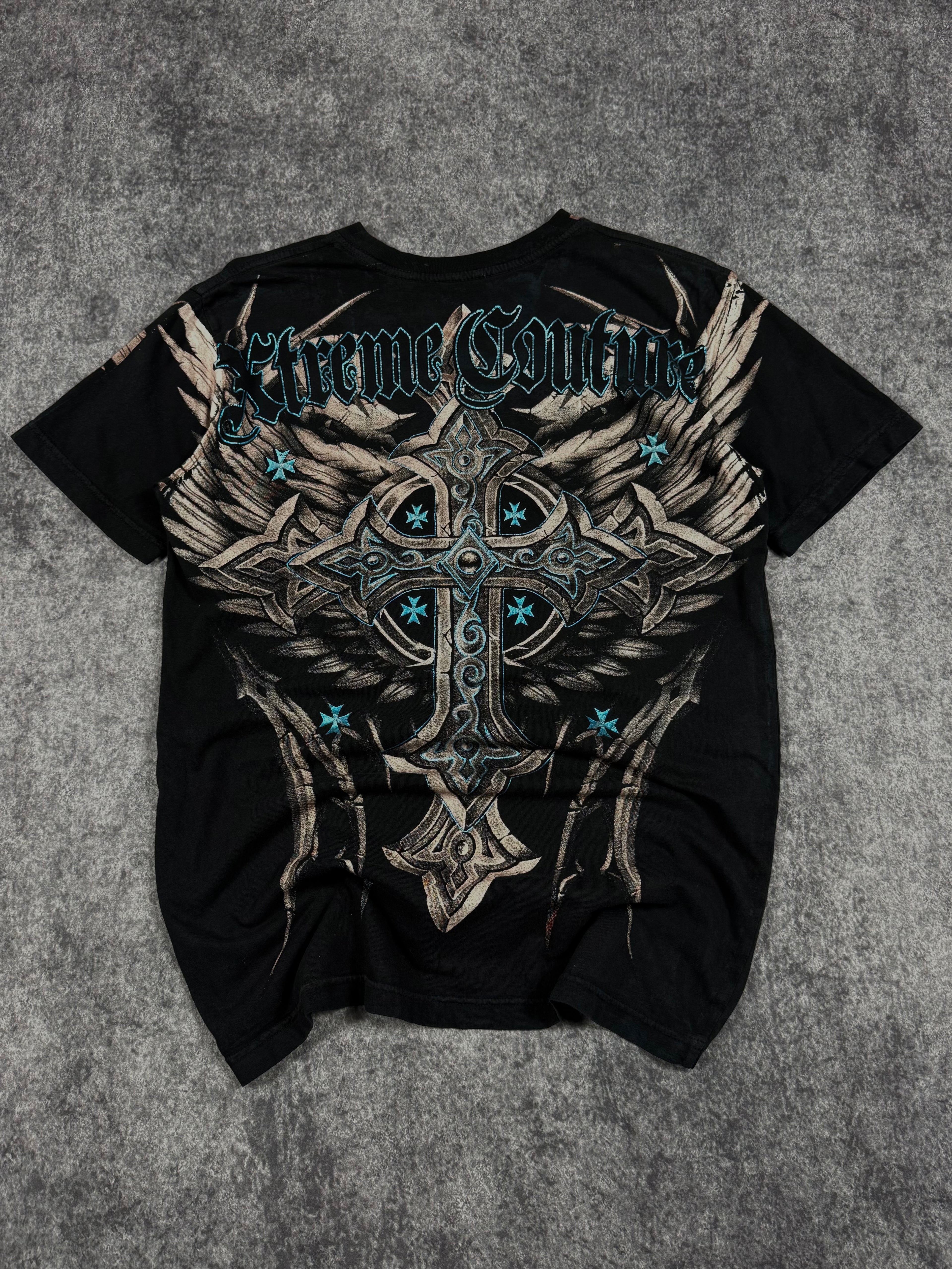 (rare) 2000s xtreme couture chrome shirt (S)