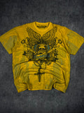 (RARE) 2000s CHROME WINGED SKULL SHIRT (XL)