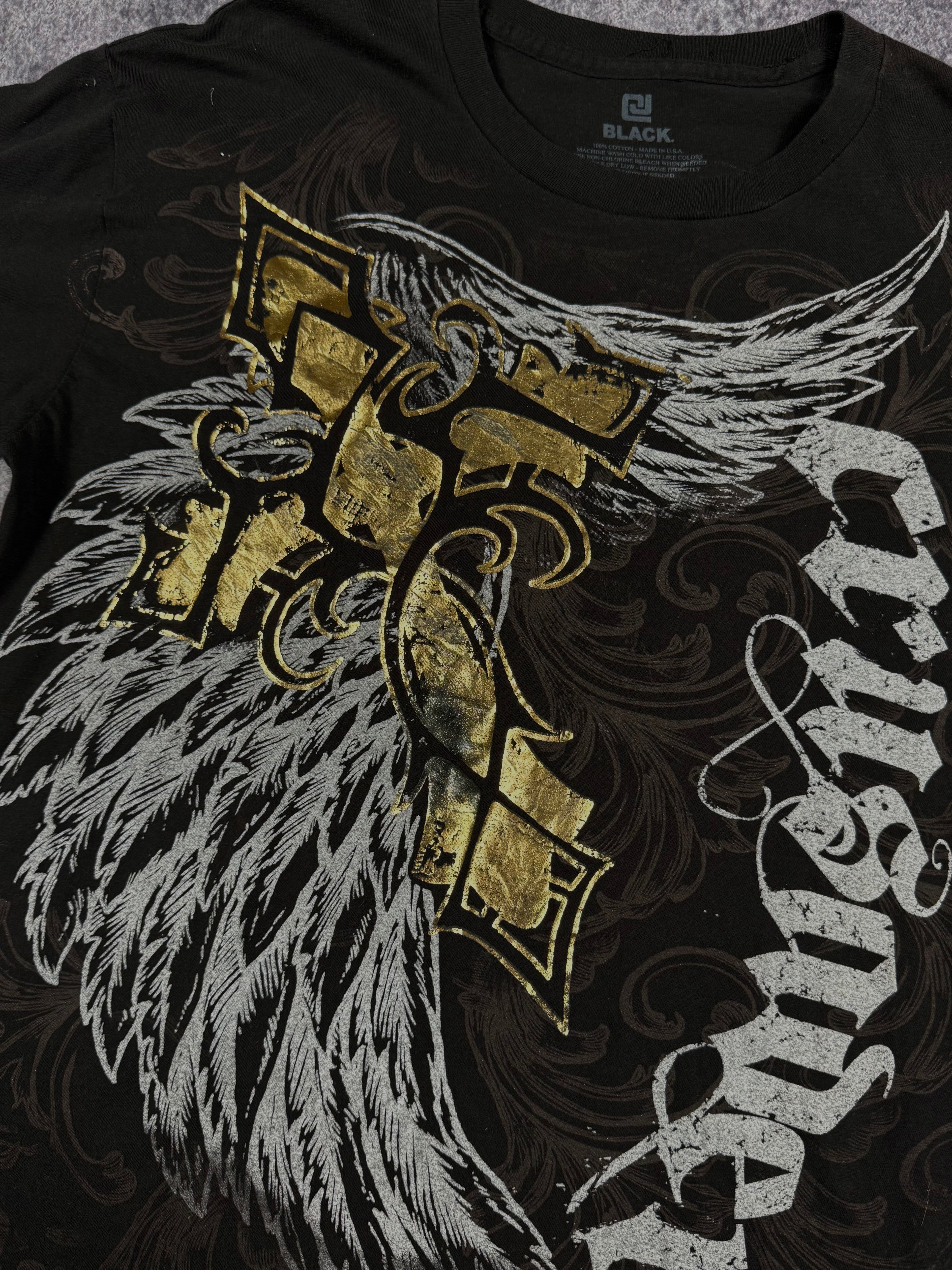 (rare) 2000s black chrome shirt (L)