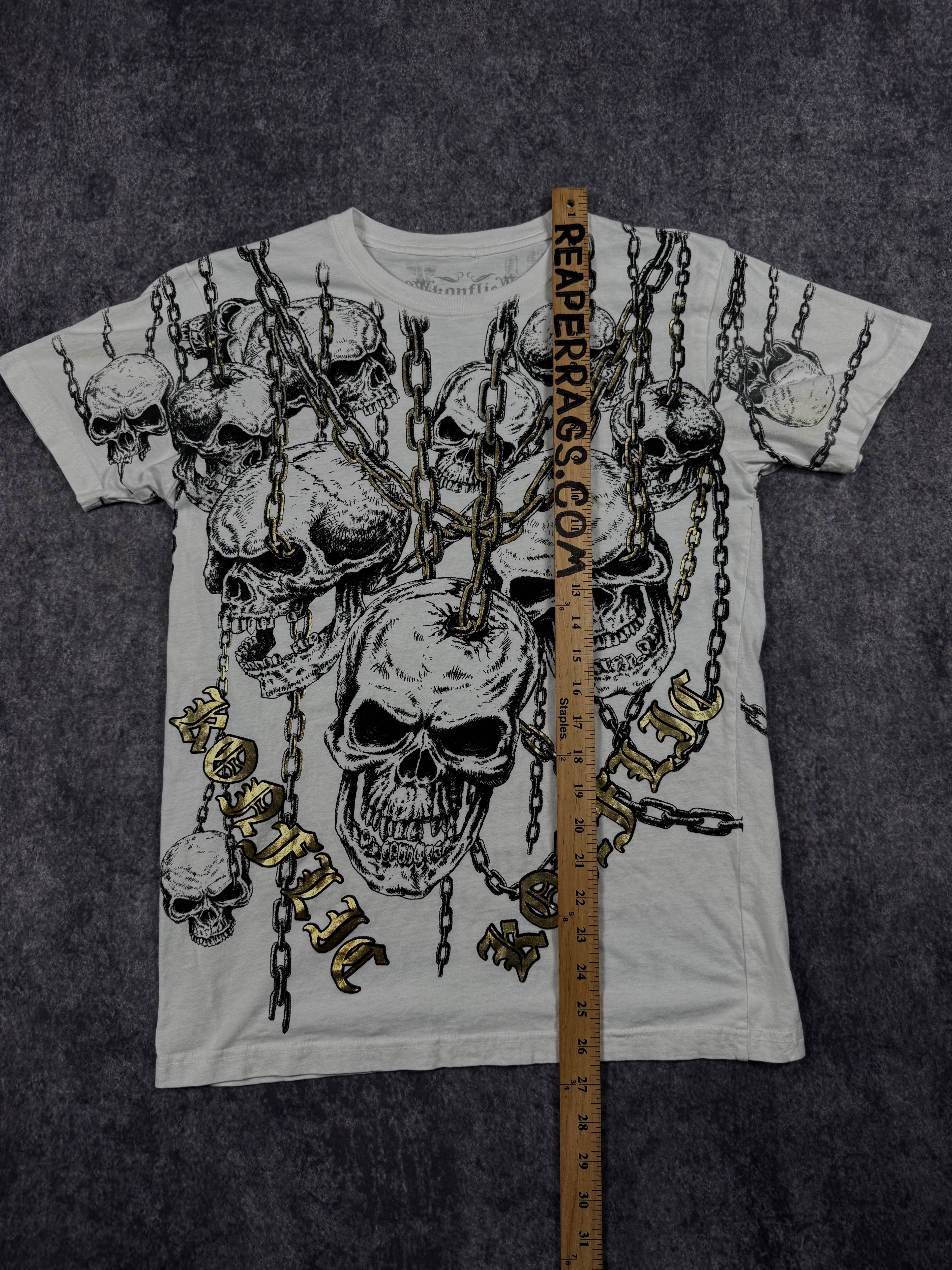 (rare) 2000s Konflic chrome shirt (S)