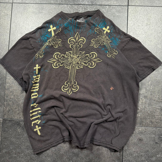 Y2K MMA ELITE Grunge Cross Tshirt (XL)