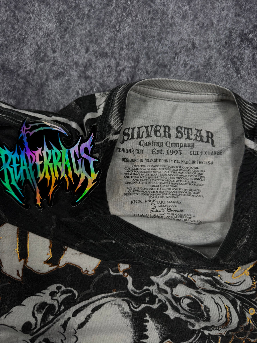 (rare) 2000s silver star chrome shirt (XL)