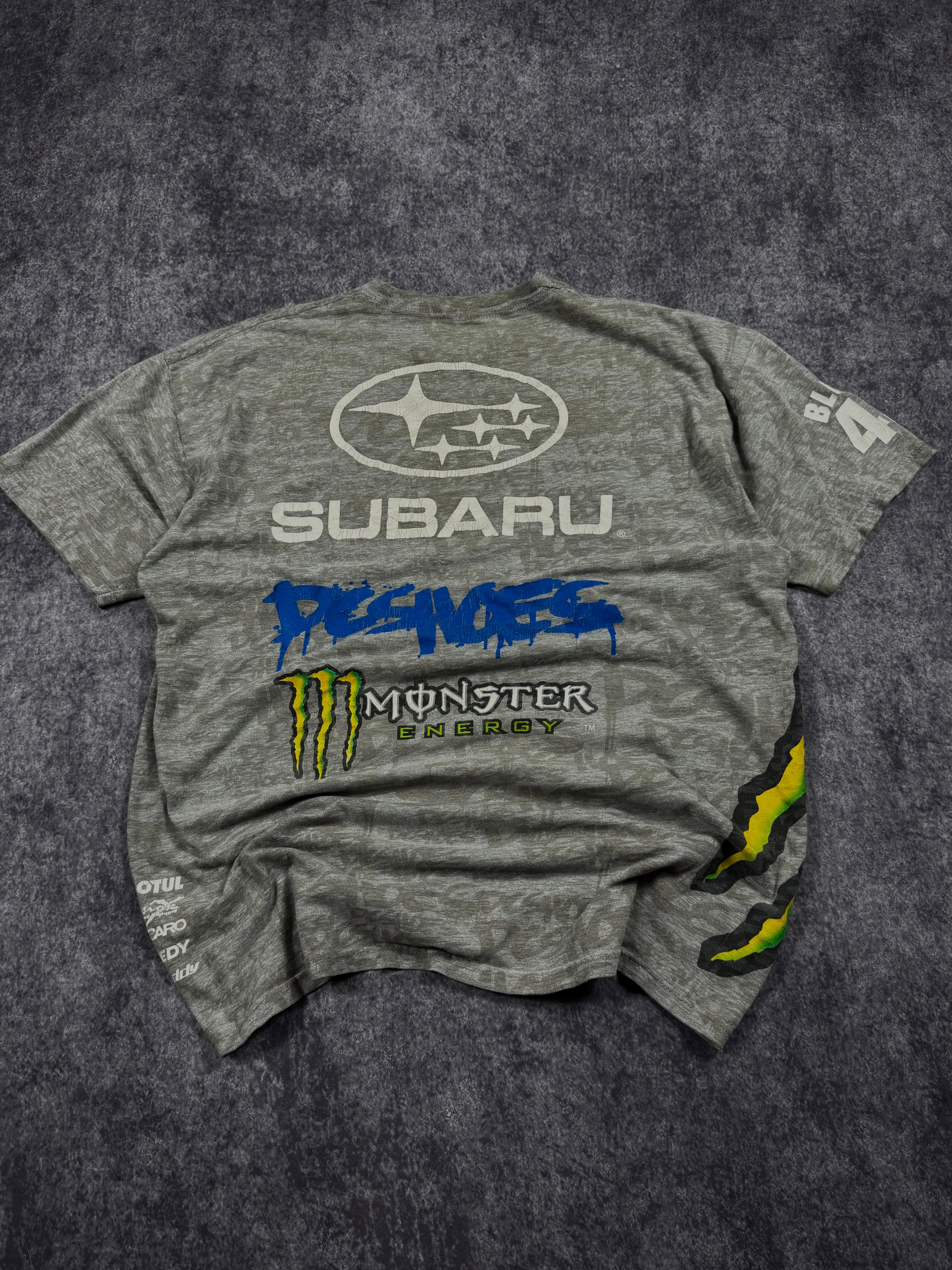 (rare) 2009s dc shoes x monster energy x ken block x subaru shirt (XL)