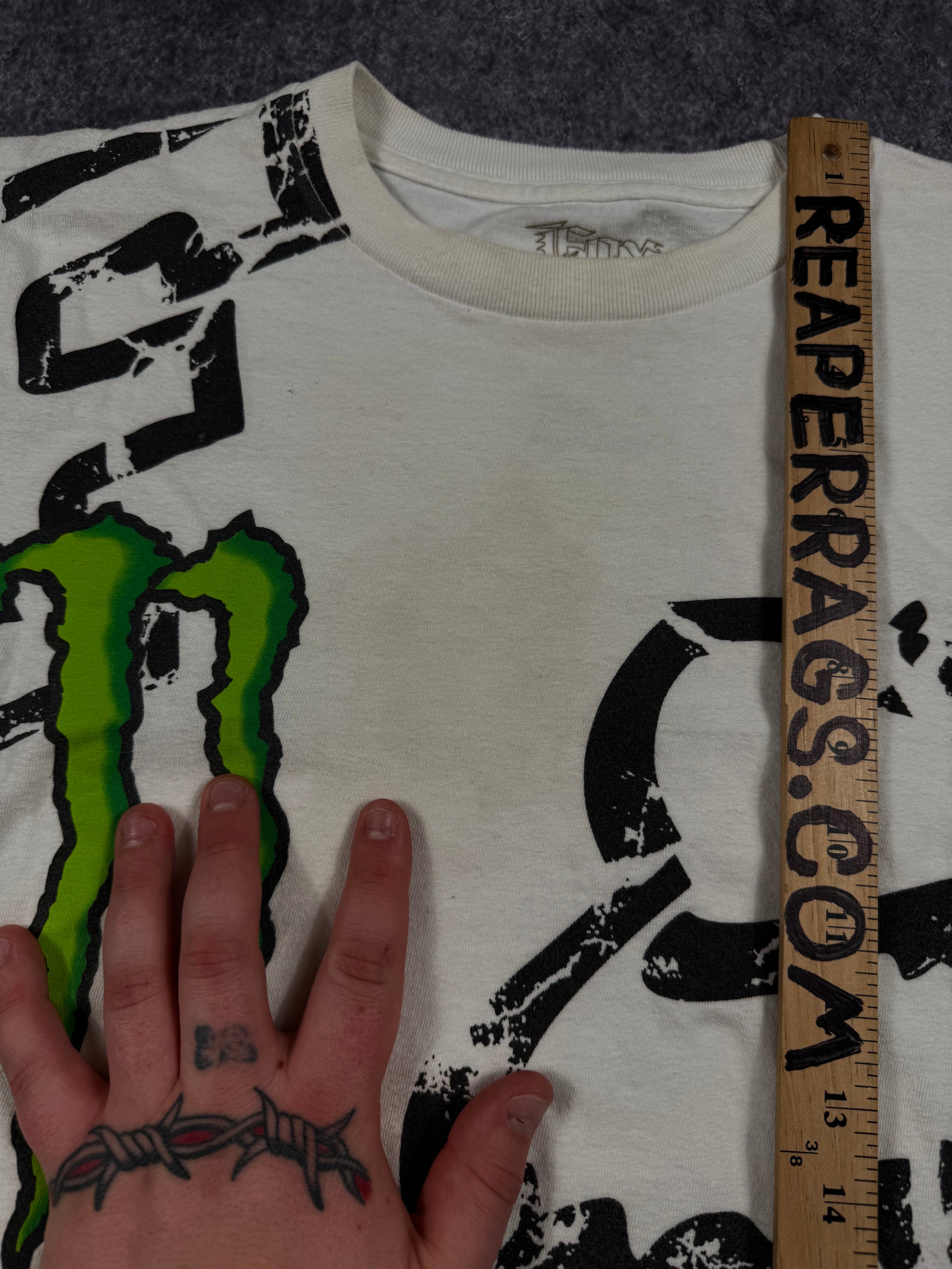 (rare) 2000s monster energy x fox racing shirt (L)