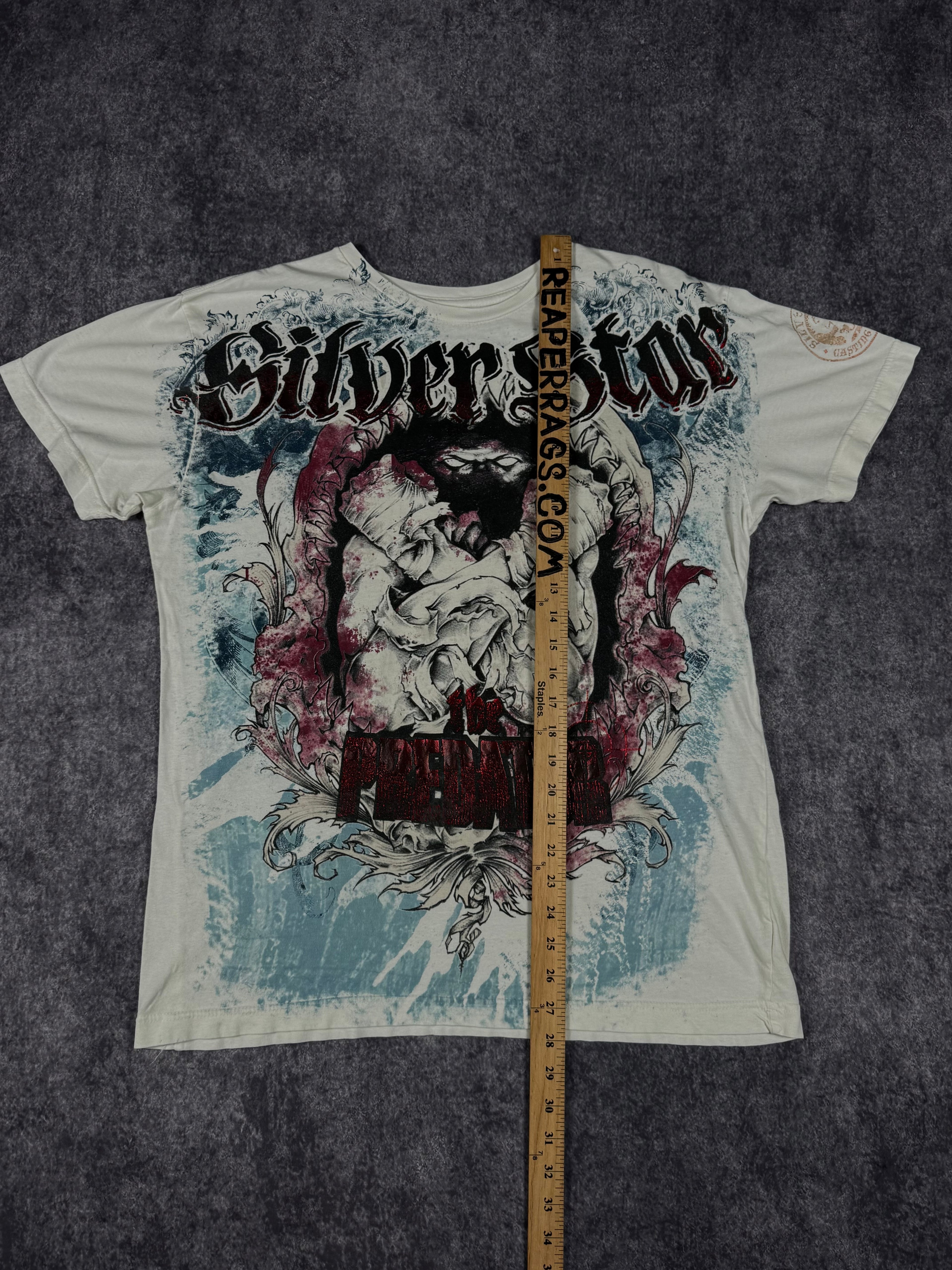 (rare) 2000s silver star x predator chrome shirt (M)