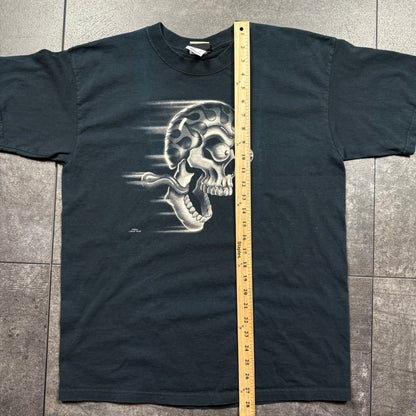 Y2K Liquid Blue Skull Tshirt (M)