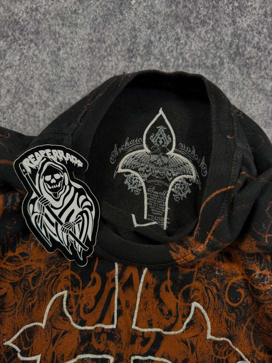 (rare) 2000s archaic embroidered shirt (XS)