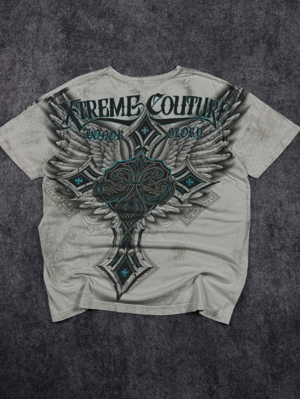 (rare) 2000s xtreme couture chrome shirt (XL)