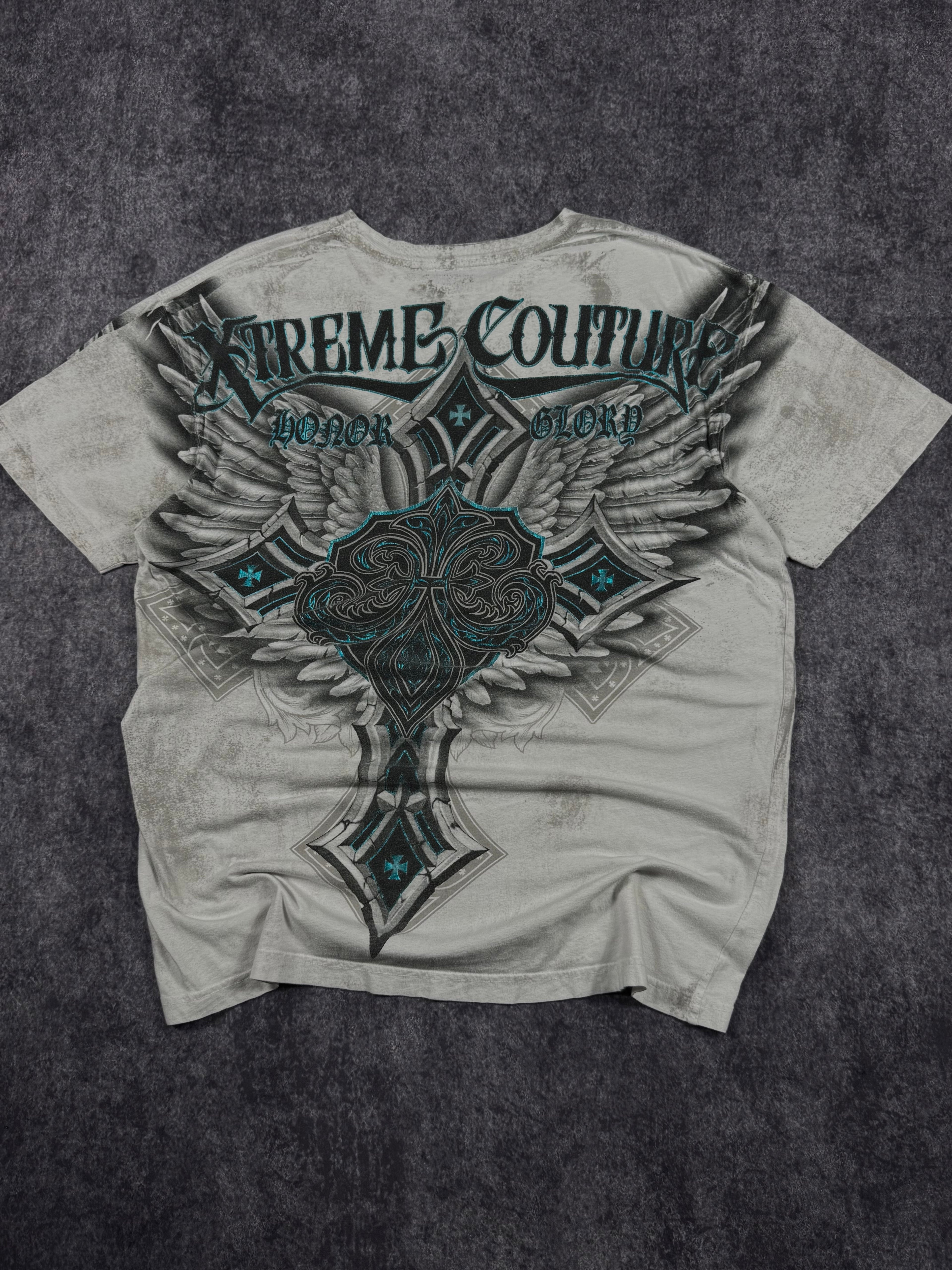 (rare) 2000s xtreme couture chrome shirt (XL)