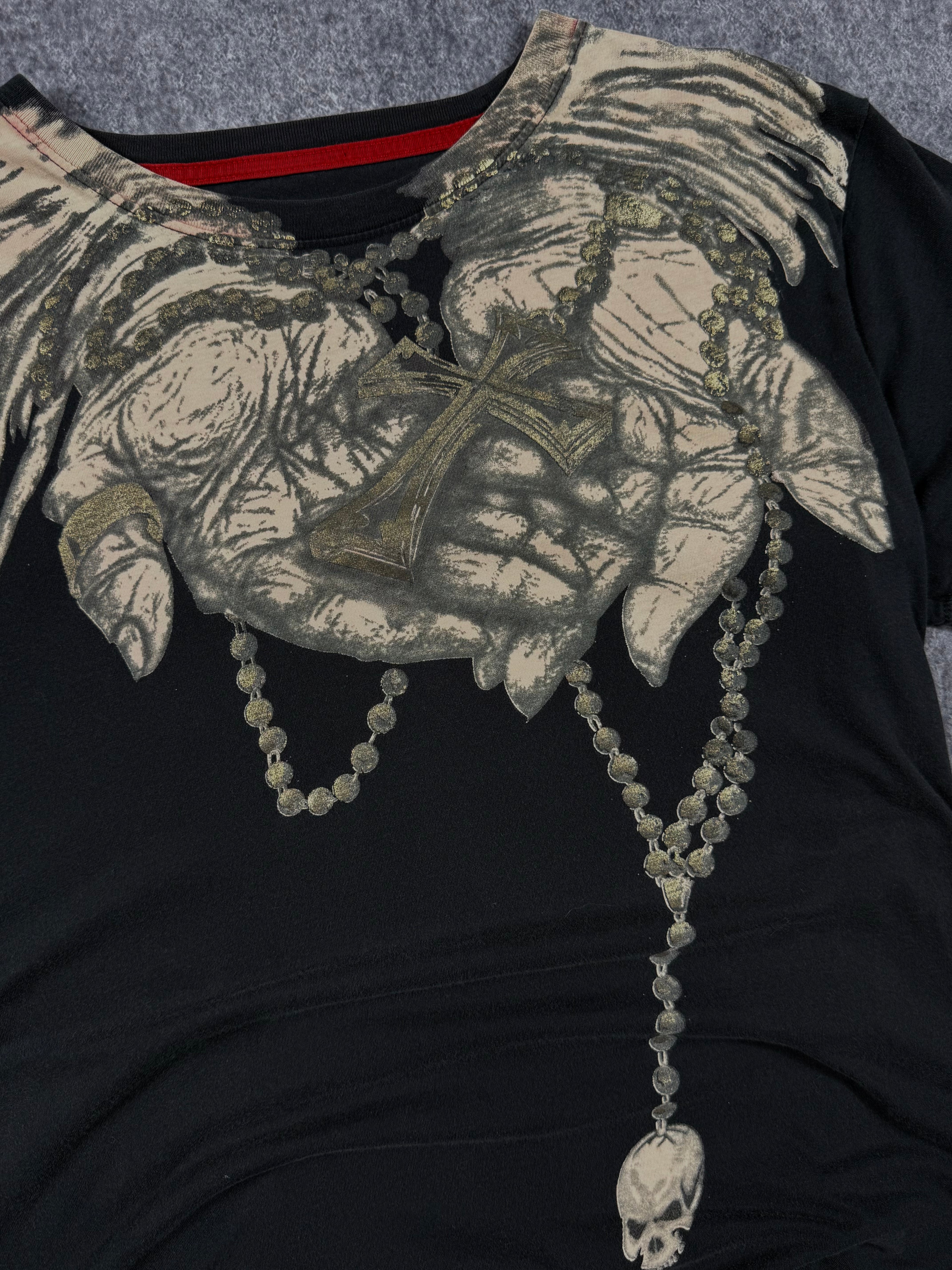 (rare) 2000s affliction x ozzy osbourne chrome shirt (M)