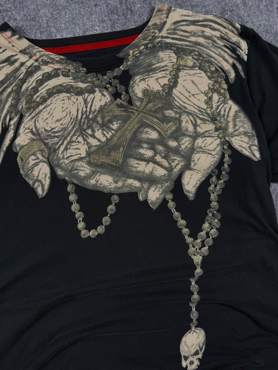 (rare) 2000s affliction x ozzy osbourne chrome shirt (M)