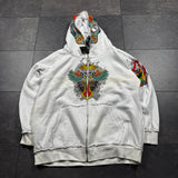 Deadstock 2000s Rhinestone Skull Hoodie (XXL)
