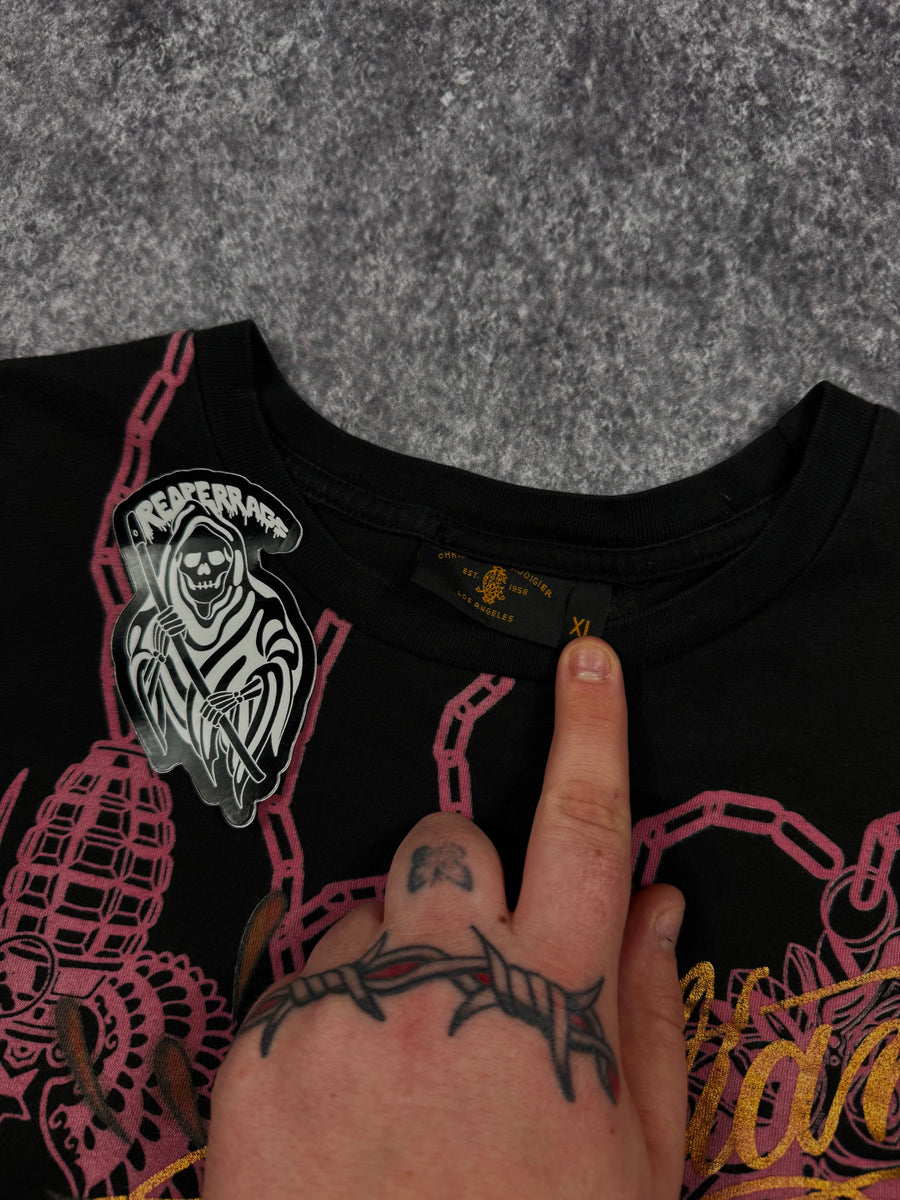 (rare) 2000s christian audigier chrome shirt (M)