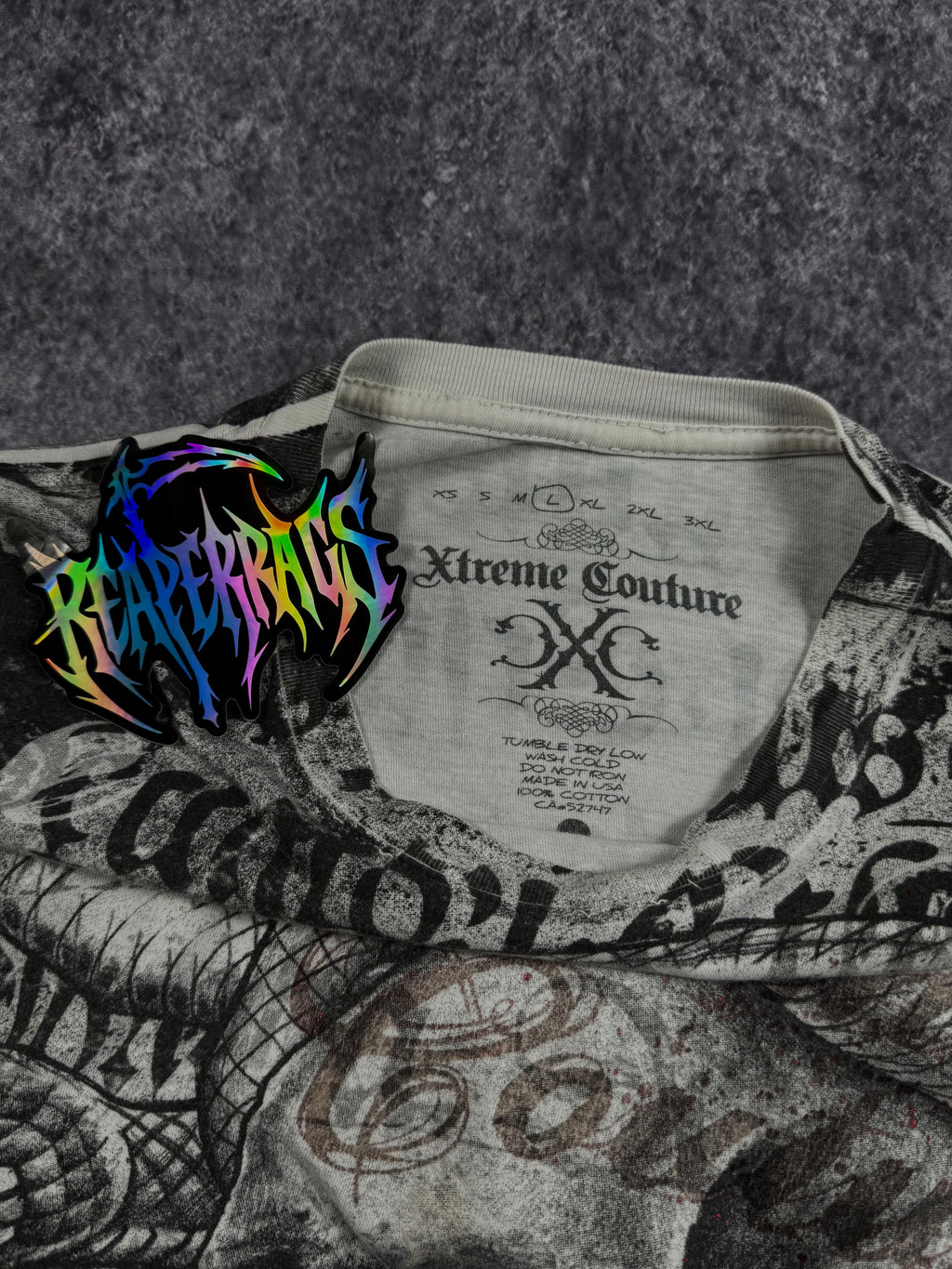 (rare) 2000s xtreme couture chrome shirt (L)