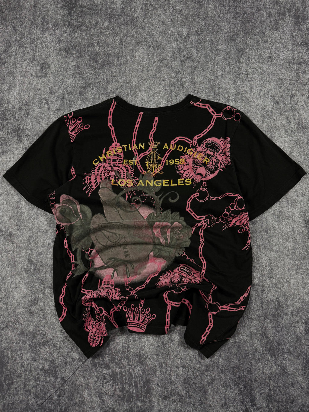 (rare) 2000s christian audigier chrome shirt (M)