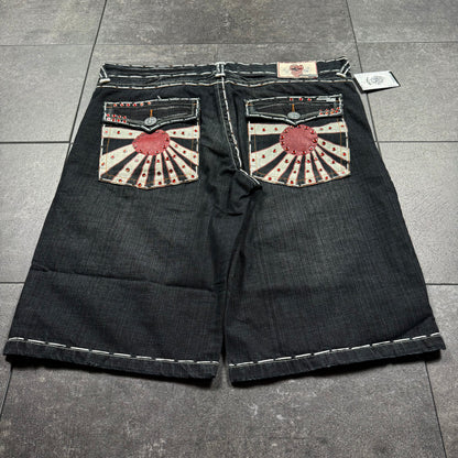 Y2K Deadstock Embroidered Rhinestone Jorts (42)